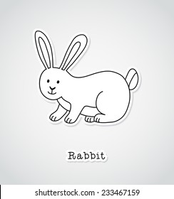Rabbit drawing, sticker style