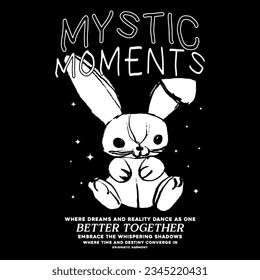 rabbit drawn with slogan Vector design for t-shirt graphics, banner, fashion prints, slogan tees, stickers, flyer, posters and other creative uses