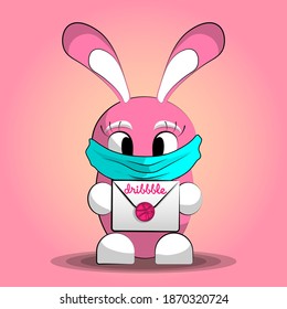 Rabbit with Dribbble invitation letter