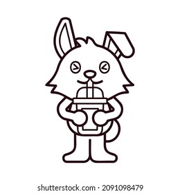 Rabbit Drink Bubble Tea Coloring Pages