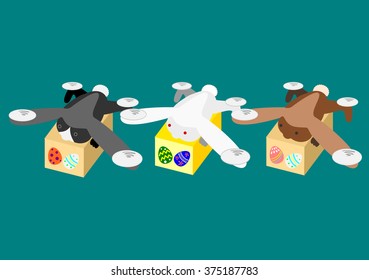 Rabbit drone carrying the Easter Egg