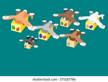 Rabbit drone carrying the Easter Egg