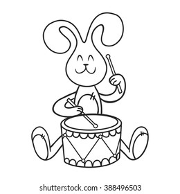 rabbit with a drum, coloring book