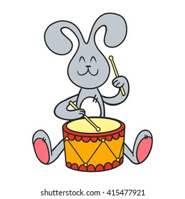 rabbit with a drum, coloring book