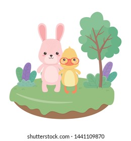 Rabbit and duck cartoon design