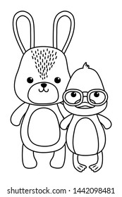 Rabbit and duck cartoon design