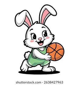 Rabbit Dunk Basketball Easter cartoon vector