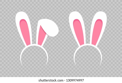 Rabbit ear hat. Happy Easter web banner. Greeting card with rabbit. Bunny ears. Vector illustration