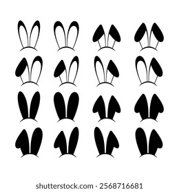 Rabbit ear hat icons set.Rabbit ear hat icon collection.Flat  style.Vector illustration.

