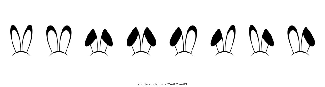 Rabbit ear hat icons set.Rabbit ear hat icon collection.Flat  style.Vector illustration.
