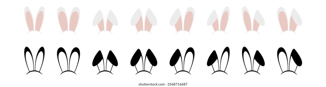 Rabbit ear hat icons set.Rabbit ear hat icon collection.Flat  style.Vector illustration.
