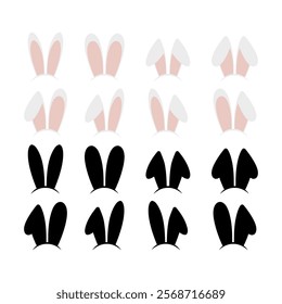 Rabbit ear hat icons set.Rabbit ear hat icon collection.Flat  style.Vector illustration.
