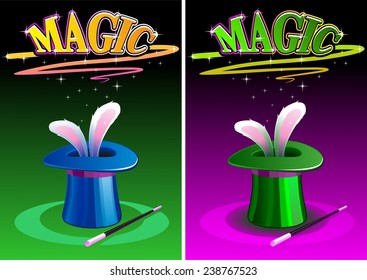 Rabbit ears appear from the magic top hat