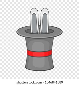 Rabbit ears appearing from a top magic hat icon in cartoon style on a background for any web design 