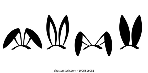 Rabbit ears or Bunny ears silhouette icon. Line pattern. Funny easter bunny. Flat vector rabbits ears in cartoon style. Happy easter party.