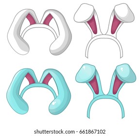 Rabbit ears cartoon vector illustration set