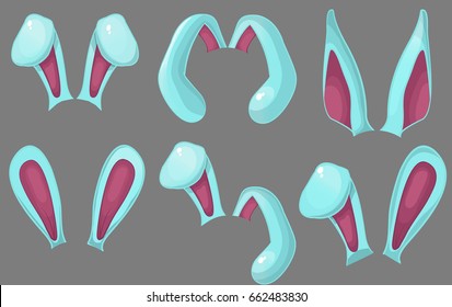 Rabbit ears cartoon vector illustration set