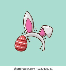 Rabbit Ears with Easter Egg Vector Illustration. Easter Day Design Concept.