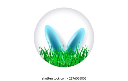 Kaninchenähren auf grünem Gras. Happy-Osterhintergrund