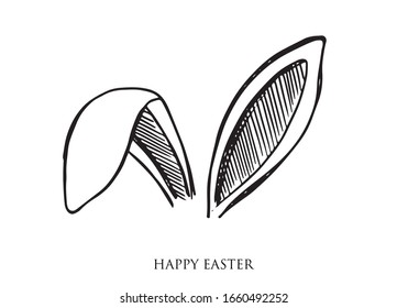 Rabbit ears. Hand drawn illustration.