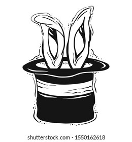 Rabbit ears in a hat, vector illustration