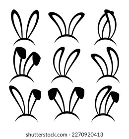 Rabbit ears headband set. Easter bunny ears isolated on background.