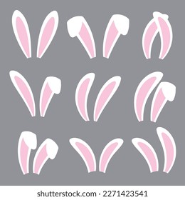 Rabbit ears headband set. Easter bunny ears isolated on background.