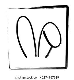 Rabbit ears icon. Brush frame. Vector illustration.