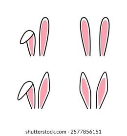 Icono de orejas de conejo. Signo de oreja de conejo. Sombrero de la caza del huevo de Pascua. Orejas de conejo de diseño de línea. Conejo de Pascua mostrando sus orejas aisladas.