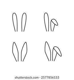 Icono de orejas de conejo. Signo de oreja de conejo. Sombrero de la caza del huevo de Pascua. Orejas de conejo de diseño de línea. Conejo de Pascua mostrando sus orejas aisladas.