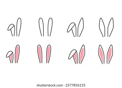Icono de orejas de conejo. Signo de oreja de conejo. Sombrero de la caza del huevo de Pascua. Orejas de conejo de diseño de línea. Conejo de Pascua mostrando sus orejas aisladas.