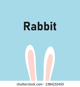 Rabbit ears icon, on the blue background. Flat design. Vector.