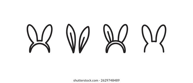 Rabbit ears icon set in outline style Vector