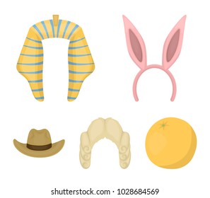 Rabbit ears, judge wig, cowboy. Hats set collection icons in cartoon style vector symbol stock illustration web.