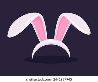 Rabbit ears mask. Easter bunny ear, traditional spring holidays bunny ears band flat vector illustration. Cute Easter bunny ears costume