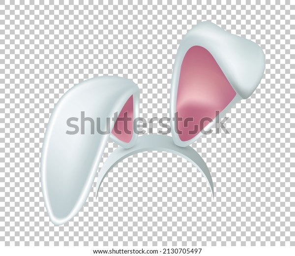 Rabbit ears realistic 3d vector illustration.\
Easter bunny ears kid headband, mask. Hare costume white and pink\
element. Photo editor, booth, video chat app isolated on\
transparent background.