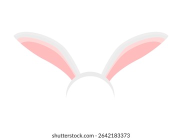 Rabbit ears realistic vector illustrations. Bunny ears kid headband, mask. Hare costume pink cartoon element. Photo editor, booth, video chat app color isolated cliparts