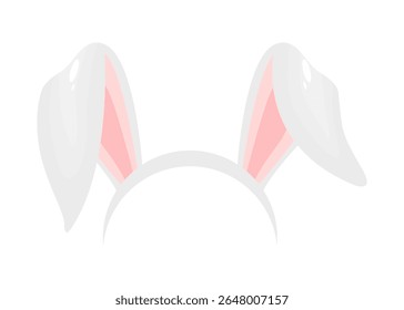 Rabbit ears realistic vector illustrations. Bunny ears kid headband, mask. Hare costume pink cartoon element. Photo editor, booth, video chat app color isolated cliparts