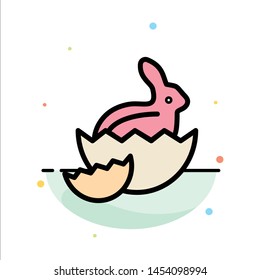 Rabbit, Easter, Baby, Nature Abstract Flat Color Icon Template