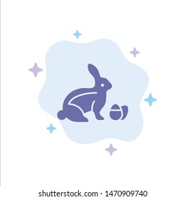 Rabbit, Easter, Baby, Nature Blue Icon on Abstract Cloud Background. Vector Icon Template background
