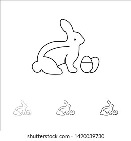 Rabbit, Easter, Baby, Nature Bold and thin black line icon set