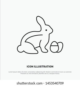 Rabbit, Easter, Baby, Nature Line Icon Vector