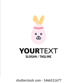 Rabbit, Easter, Bunny Business Logo Template. Flat Color. Vector Icon Template background