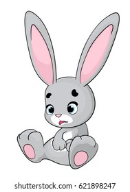 Rabbit or Easter Bunny cartoon character. In a surprised pose