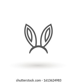 Rabbit, easter bunny ears icon Easter bunny mask. spring hat on a white background. Headdress, costume isolated element for the celebration of. Vector Illustration.