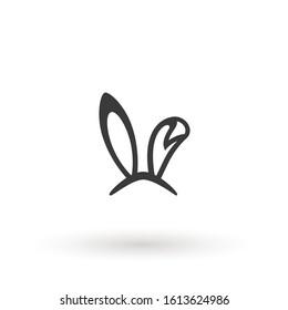 Rabbit, easter bunny ears icon Easter bunny mask. spring hat on a white background. Headdress, costume isolated element for the celebration of. Vector Illustration.