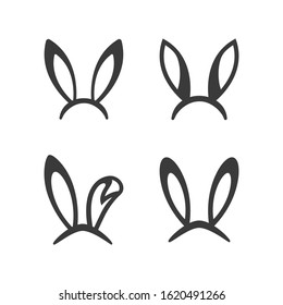 Rabbit, easter bunny ears icon set Easter bunny mask. spring hat on a white background. Headdress, costume isolated element for the celebration of. Vector Illustration.