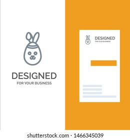 Rabbit, Easter, Bunny Grey Logo Design and Business Card Template. Vector Icon Template background