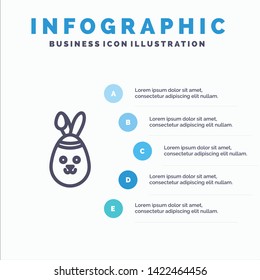 Rabbit, Easter, Bunny Line icon with 5 steps presentation infographics Background