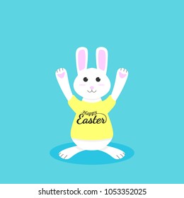 Rabbit easter cartoon cute with shirt. vector and illustration